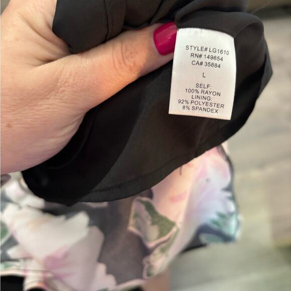 Sage the Label Pink and Black Floral Print Flowy A Line Skirt Size Large - Picture 7 of 7